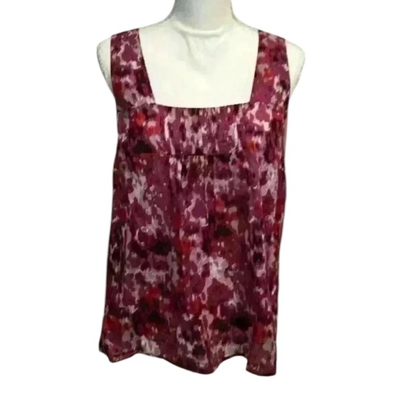 LOFT Tops - Ann Taylor Loft Sleeveless Tank Purple, Pink & White Women’s Size M 100% Cotton